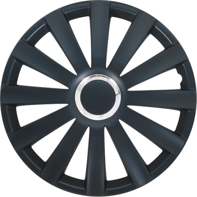 4-Delige Wieldoppenset Spyder 17-inch zwart + chroom ring