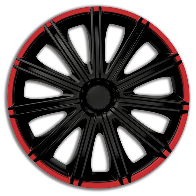 4-Delige Wieldoppenset Nero R 15-inch zwart/rood