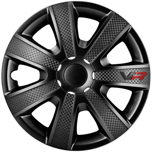 4-Delige Wieldoppenset VR 15-inch zwart/carbon-look/logo