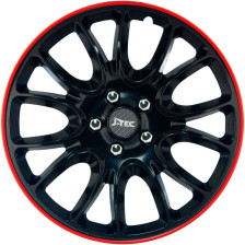 4-Delige J-Tec Wieldoppenset Hero GTR 16-inch zwart/rode rand
